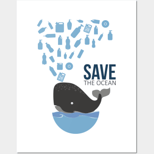 Save The Ocean Keep The Sea Plastic Free Turtle Scene Posters and Art